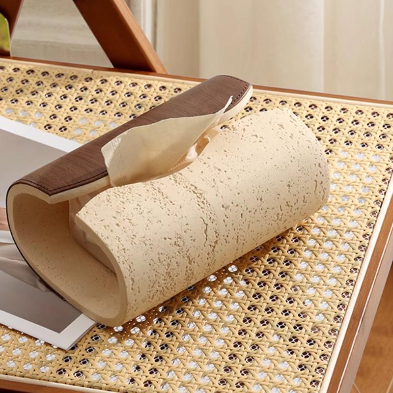 Sandstone Cave Stone Tissue Box, Leather Decorative Tissue Box, Napkin Holder, Living Room Desktop Tissue Storage Box, Organizer