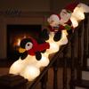 Decoración Barandilla Balcón Interior Juego de Decoración Navideña para Escaleras Nieve 3 Piezas Lindo Papá Noel Muñeco de Nieve Pingüino Adornos Festivos para el Hogar Escalera