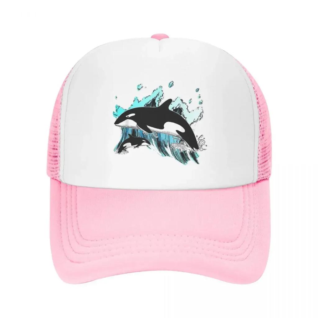 Orca Acuático Mar Océano Camisetas Superiores Ballena Asesina Gorra Casual Malla Gorras de Béisbol Ajustable Sombrero Hip Hop Verano Unisex Gorras de Béisbol