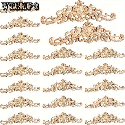Lot de 10 appliques décoratives en bois pour meubles, en bois sculpté, pour meubles, DIY