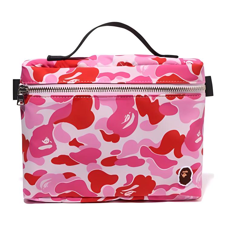 A Bathing Ape ABC Camo Pattern Nylon Cosmetic Bag Men Cosmetic Bag Blue Pink Green 1K20190004 Pink
