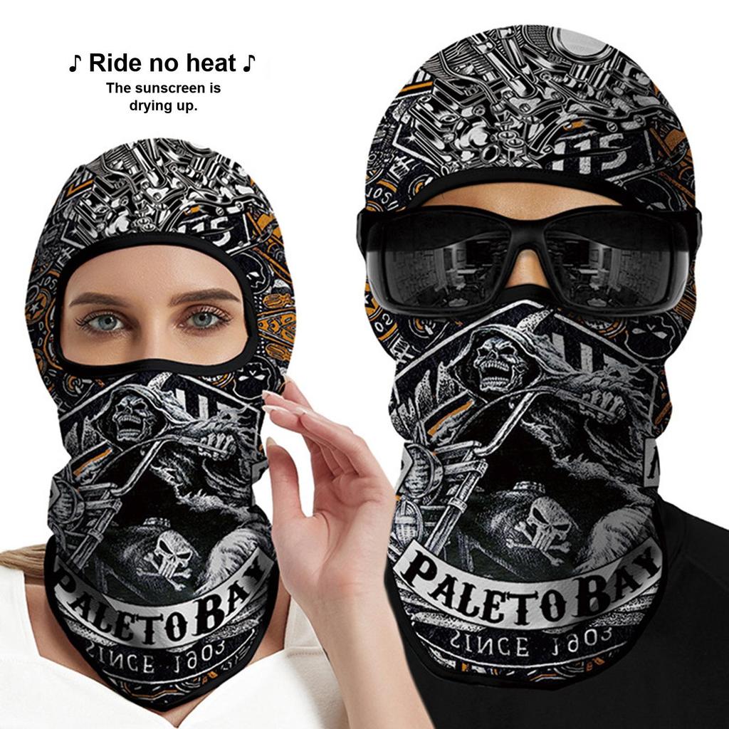 Motorcycle Face Mask, Breathable Skull Balaclava Neck Gaiter, UV Protection Face Cover for Cycling Fishing Outdoor Sports