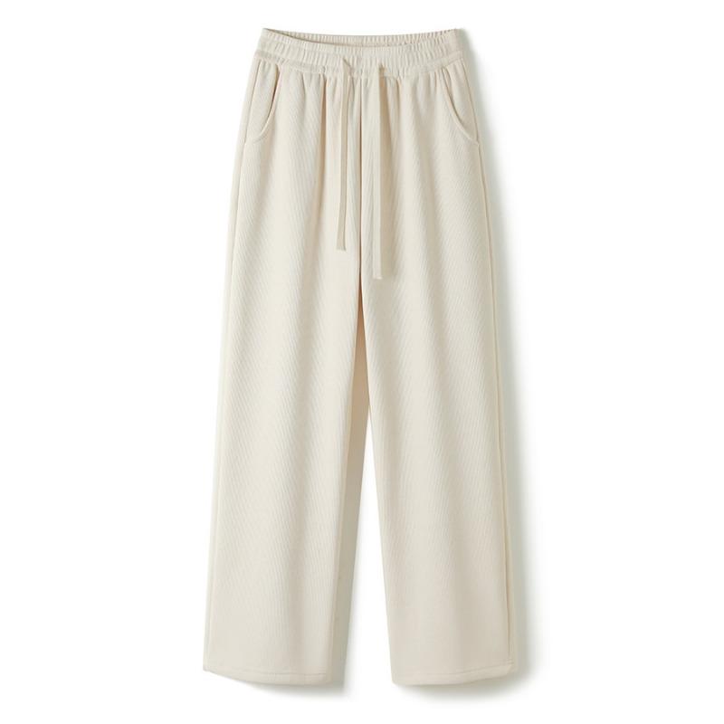 Winter Thickened Wide-leg Pants Lamb Fleece Glutinous Rice Pants New High-waisted Casual Loose Straight Pants Trousers Women
