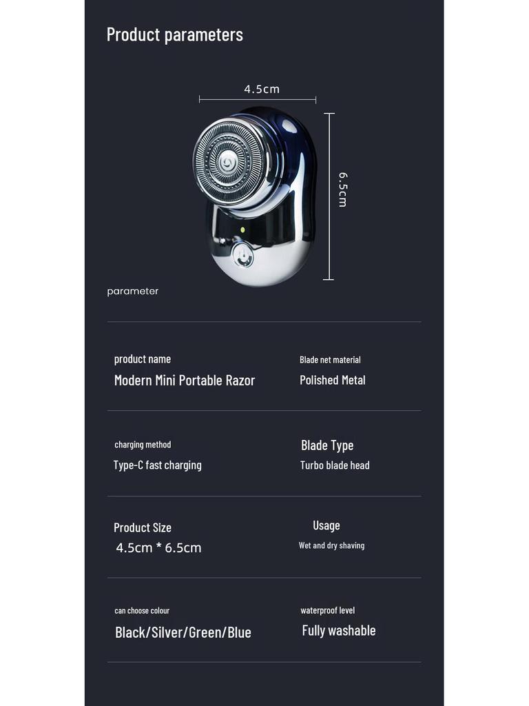 Portable Rechargeable Mini Electric Shaver - Travel & Home Use, Washable Razor