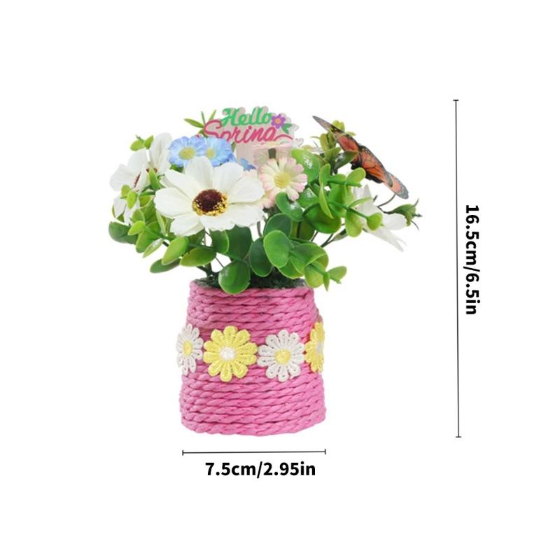 Realistic Easters Faux Potted Plant Bonsais Spring Artificial Flowers Arrangement In Pots Vase for Festives Decorations
