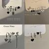 Korean Version of Dark and Cold Wind Love Stud Earrings, Ear Buckles Six-piece Set Ins Wind Sweet and Cool Babes Trendy Temperament Earrings