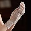 Floral Short Lace Gloves Full Finger Lace Mesh Gloves Sexy Wedding Gloves  Women