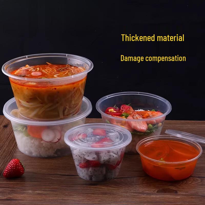 Disposable Plastic Food Bowls with Lids and Chopsticks