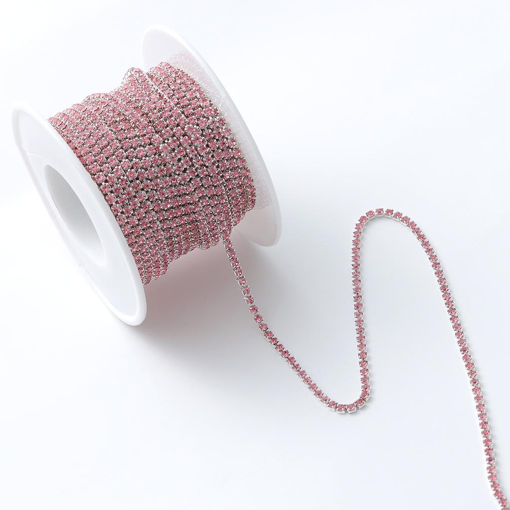 Silver bottom dense claw glass crystal rhinestone claw chain, color inlaid crystal diamond chain DIY mobile phone material sticker diamond accessories