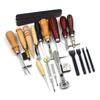 19pcs Set Leather Craft Punch Tools Leathercraft Stitching Carving DIY Handmade Groover