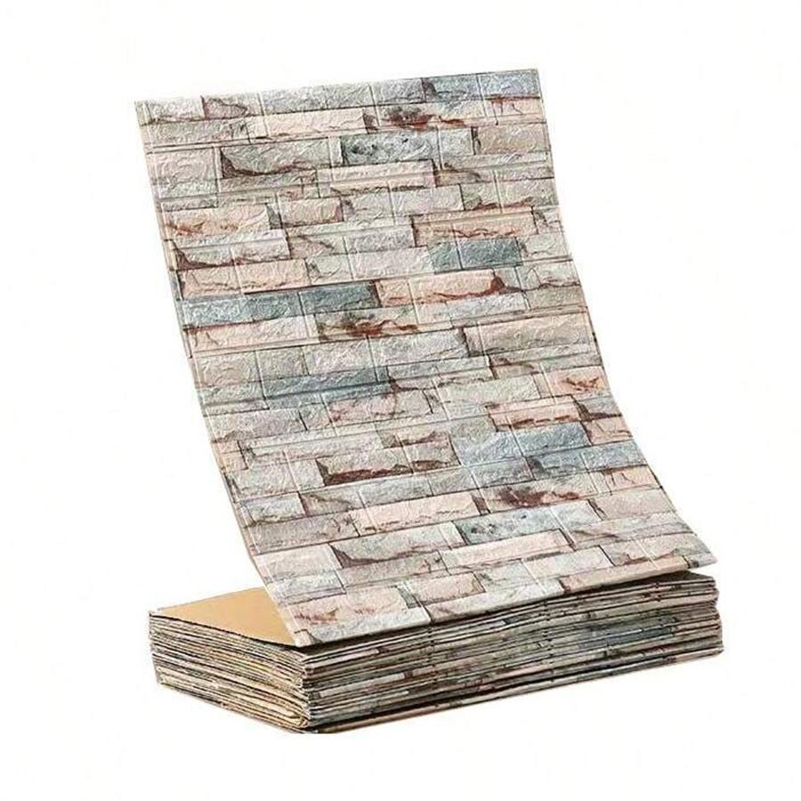 10M 3D Imitation Brick Grain Wall Sticker Wallpaper Antique Effect Self-adhesive Bathroom Kitchen TV Background Wall Home Decor