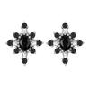 WOSTU 925 Sterling Silver Classical Round Balck Cz Hoop Earrings For Women Wedding Dangle Drop Earring Clips Party Jewelry Gift