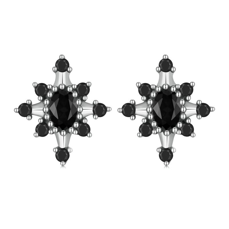 WOSTU 925 Sterling Silver Classical Round Balck Cz Hoop Earrings For Women Wedding Dangle Drop Earring Clips Party Jewelry Gift