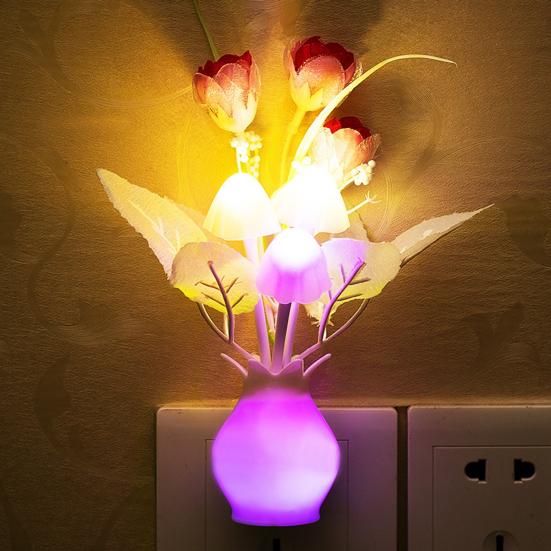 Atmosphere Lamp Lightweight Vase Mushroom Night Exquisite Plastic Lamp for Home Decoration