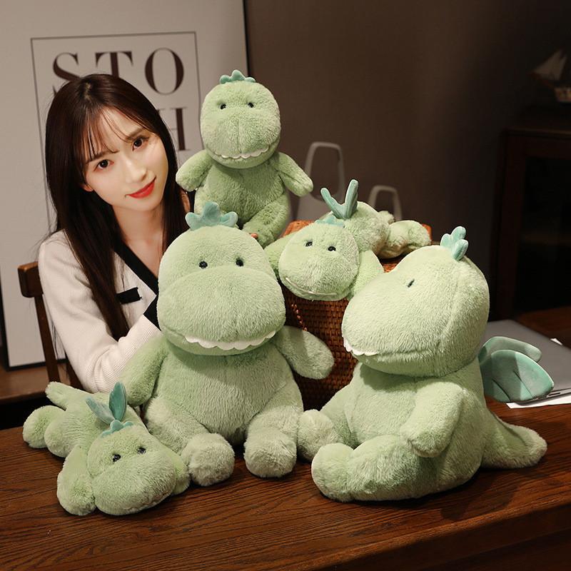 Cute Dinosaur Sitting Plush Cartoon Boy Sleeping In Bed Accompanied By Doll Gift