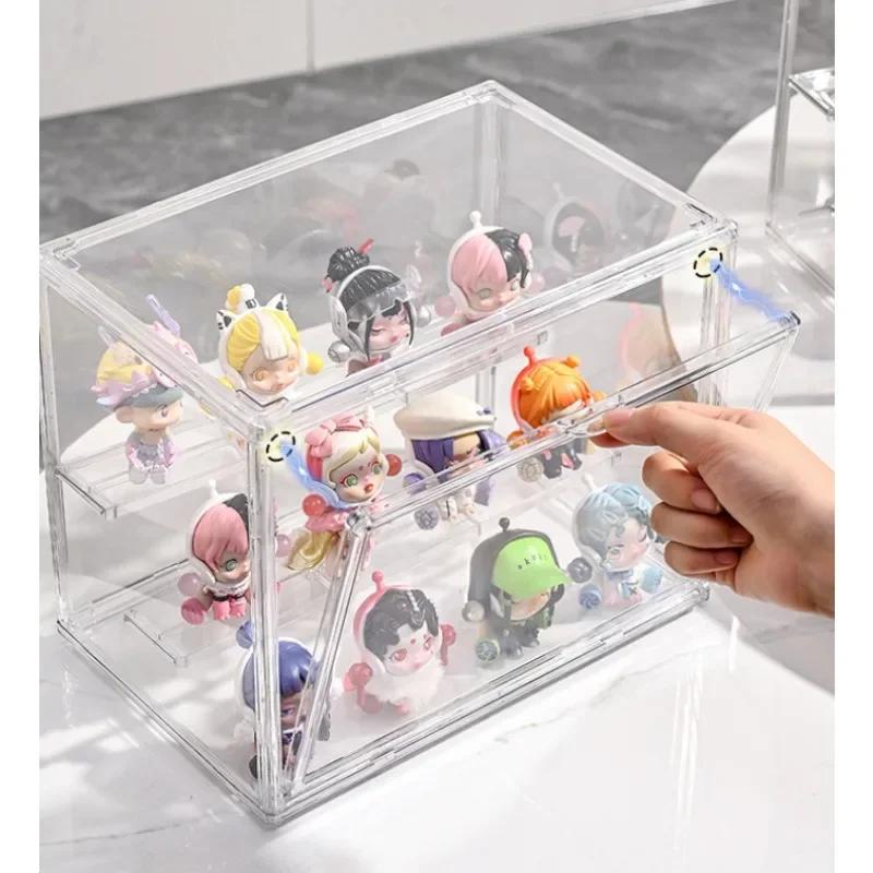 1pc 3-Layer Acrylic Clear Display Storage Box for Fingures Foldable Display Case for Figurines Dolls Action Figure Organizer box