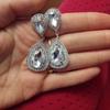 Crystal Sparking Tear Drop Earrings Bridal Jewelry Wedding Long Earrings Accessories