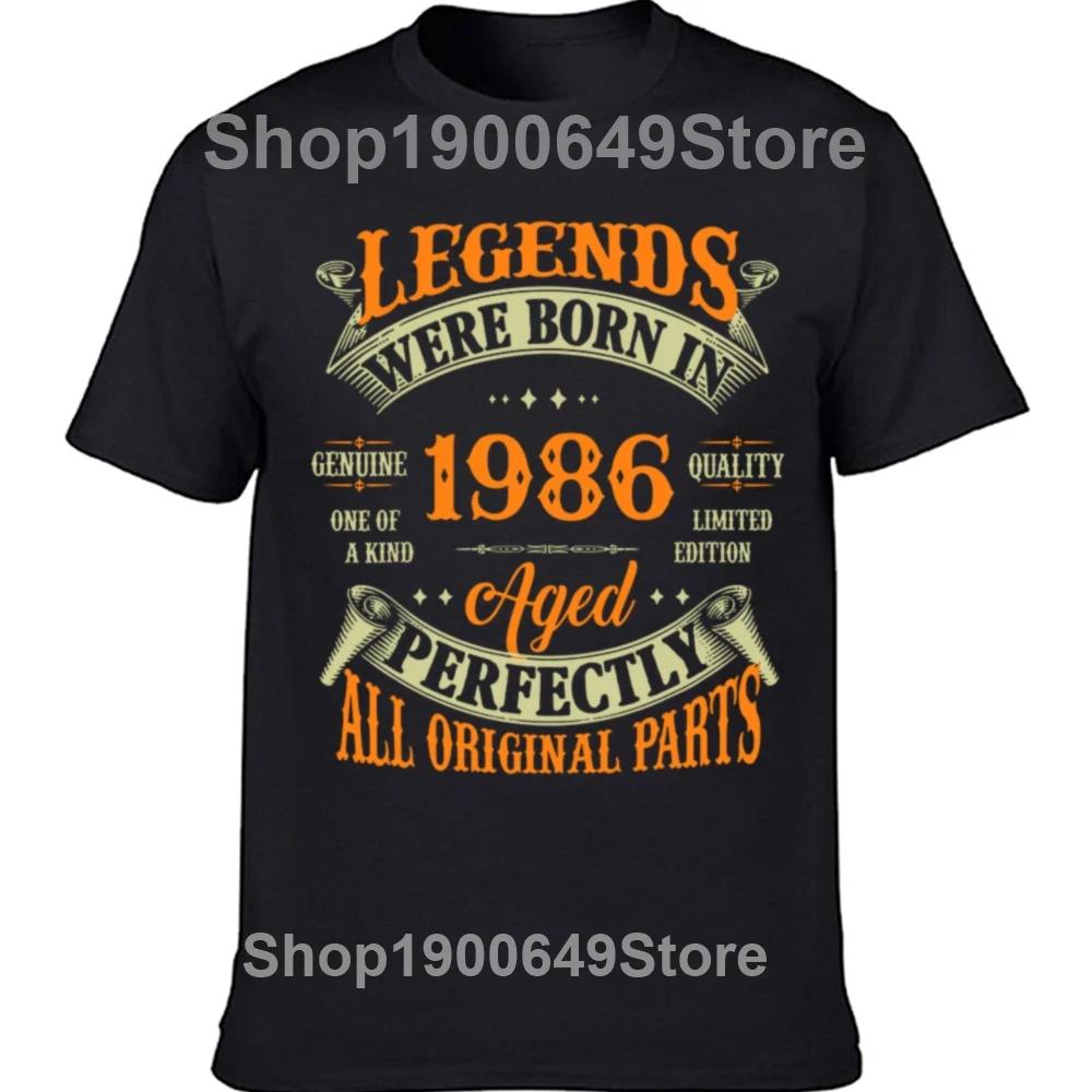 Funny Vintage 1986 All Original Parts Birthday Gifts T Shirts Tee Tops Round Neck ShortSleeve Tshirt Casual Basic Tshirts