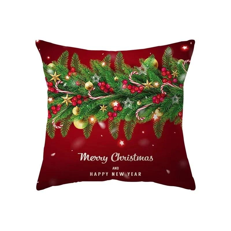 Christmas Theme Decorative Printed Pattern Cushion Cover Home Decor Living Room Sofa Pillow Bedroom Bedside Pillow