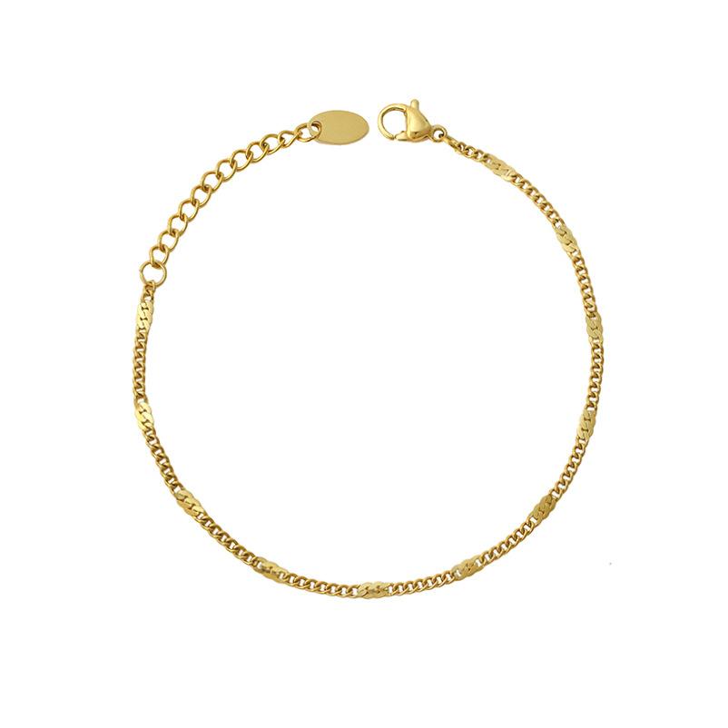 Girls' Simple Chain 316 Material Gold Necklace Fashionable Versatile Personalized Anklet Bracelet