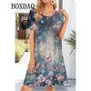 Sommer Lässige Mode Kurzarm Damenkleider Exquisites Schmetterlingsmuster A-Linien-Kleid Rundhals Damenkleid Frühling Vestidos