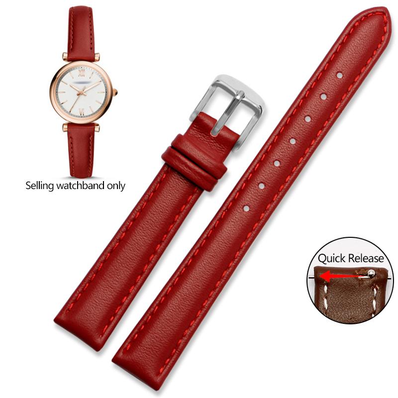 Genuine Leather Watchband for Casio Citizen Fossil Plain Watch Strap Folli Ladies Bracelet Blue Pink Brown 14mm 16mm 18mm 20mm