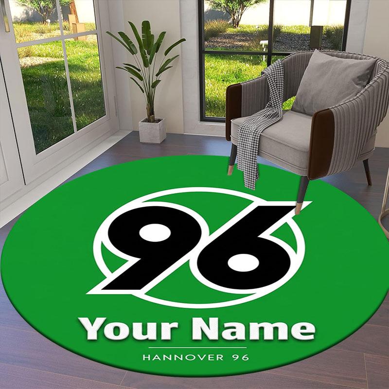 Hannover 96 Custom Name Round Area Rug,Carpet Rug for Living Room Bedroom Sofa Playroom Decor,Non-slip Floor Mat