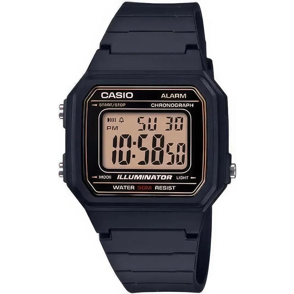 

Casio Standard Digital Men s Watch W-217H-9AV Black Gold LCD Overseas Model