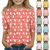 Tryckta toppar för unga flickor Rund hals 3/4 ärm T-shirts Trendiga toppar Outfit T-shirts