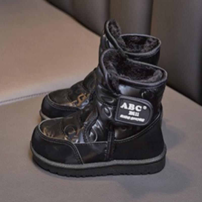 Children's Mid-cut Warm Cotton Shoes Winter Fashion Thickened Cotton Boots Girls Waterproof Printed Casual Shoes Anti-slip Snow Boots