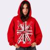 Unisex Oversized Drop Shoulder Hoodie With Red White Blue Flag Print Y2K Streetwear Casual Long Sleeve Sweatshirt