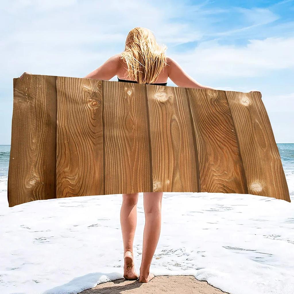 Retro Aged Barn Wood Beach Towel Sand Free Farmhouse Beach Towel Bathing Towel Lightweight Pool Towels for Adult Women Men