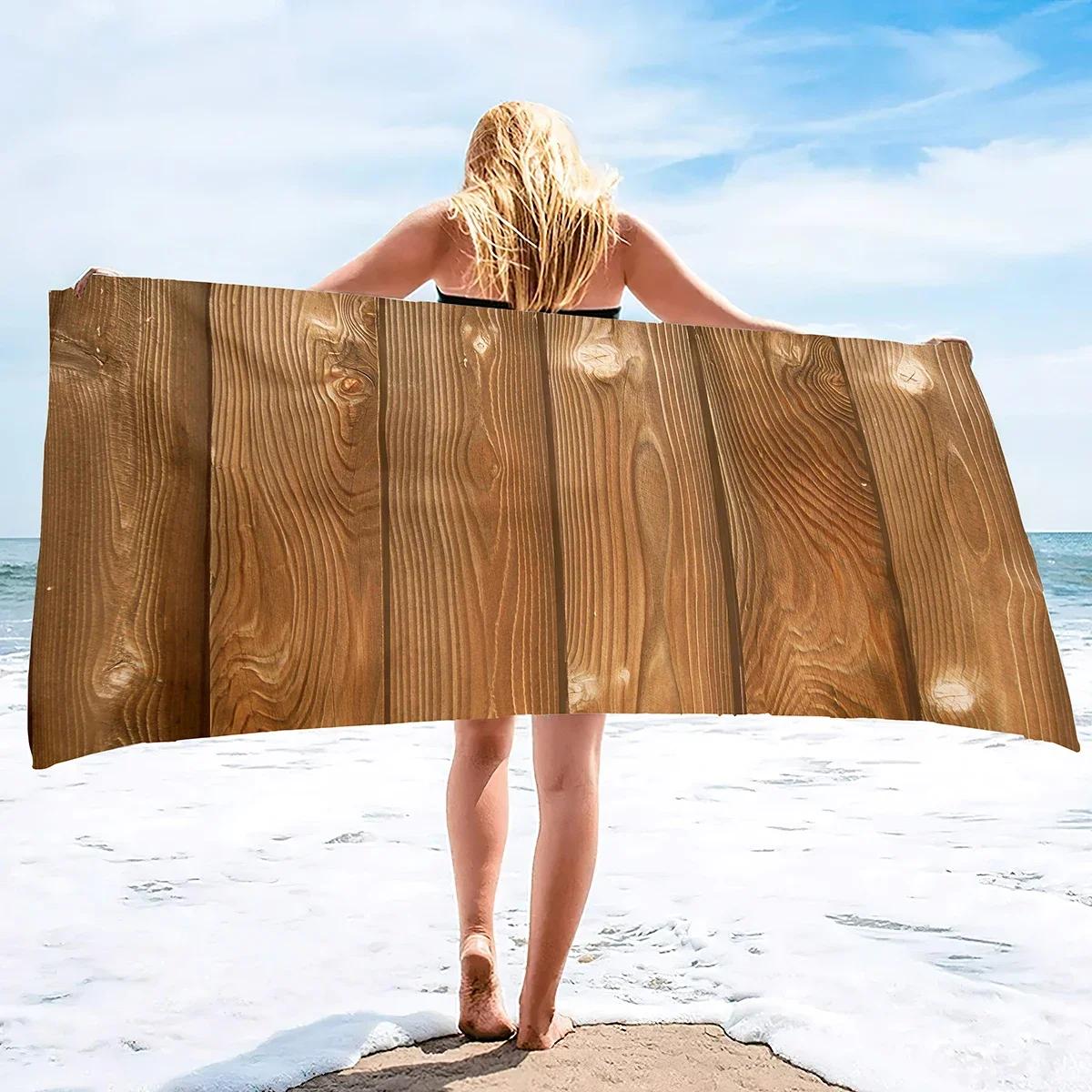 

Retro Aged Barn Wood Beach Towel Sand Free Farmhouse Beach Towel Bathing Towel Lightweight Pool Towels for Adult Women Men W30*H60(CM)
