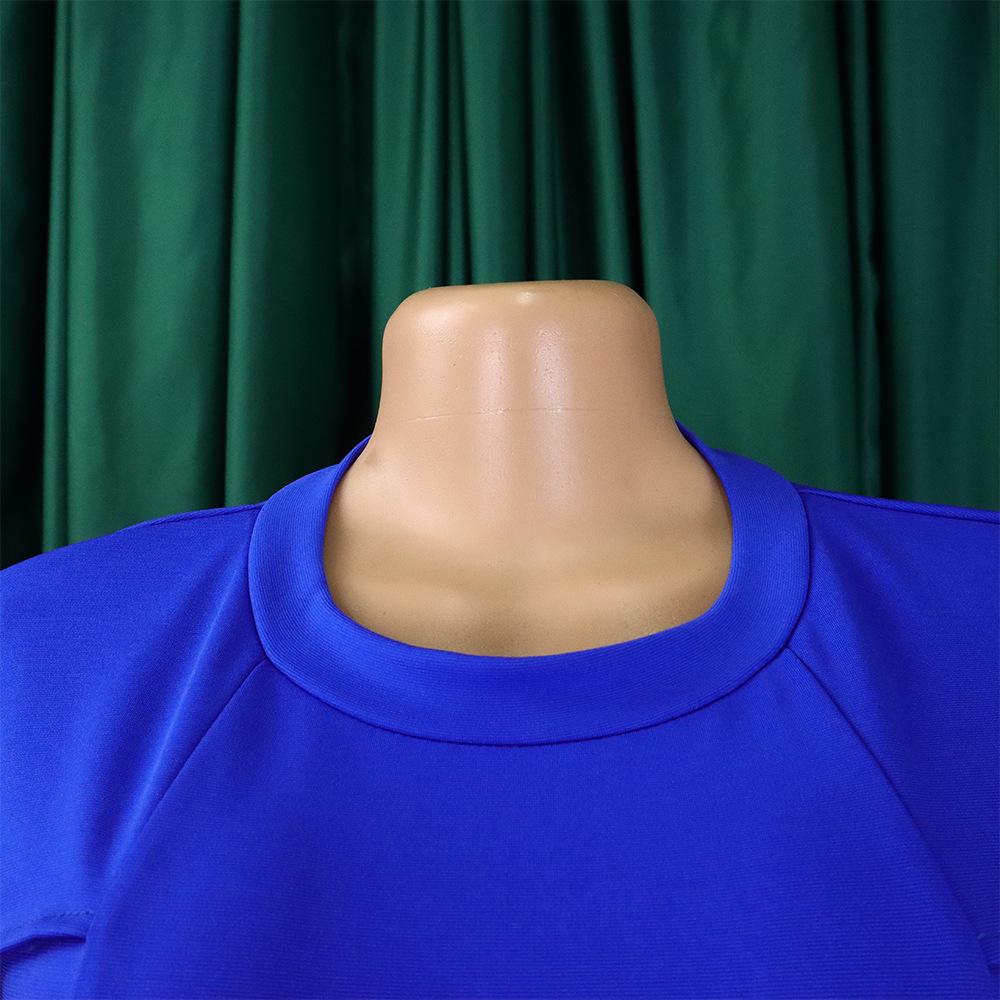 YYFS Dámská móda Léto Jaro Jednobarevný potisk Neformální šaty s krátkým rukávem do O-výstřihu a vysokým pasem