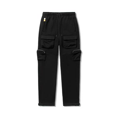 Li Ning Colaboración Steven Harrington Serie Skateboard Pantalones Deportivos Casuales con Estampado de Letras Pantalones Deportivos de Punto para Hombre Parte Inferior Negro AKLTC63-2