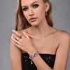 Geometric Crystal Jewelry Set For Women With Silver Copper Finish For Stylish Gift Giving
