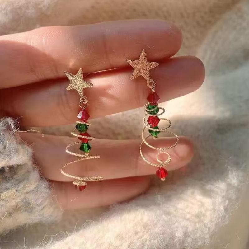 New Trendy Delicate Christmas Tree Earrings for Women Colorful Beads Stars Santa Claus Snowman Drop Earring Girl Christmas Gifts