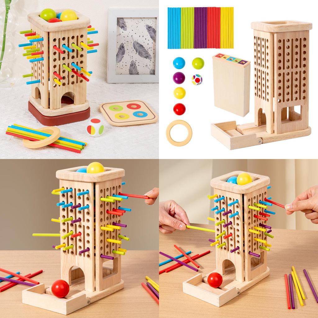 Wooden Stick Trishape Educational Game For Kids With Color Recognition And Parentchild Interaction