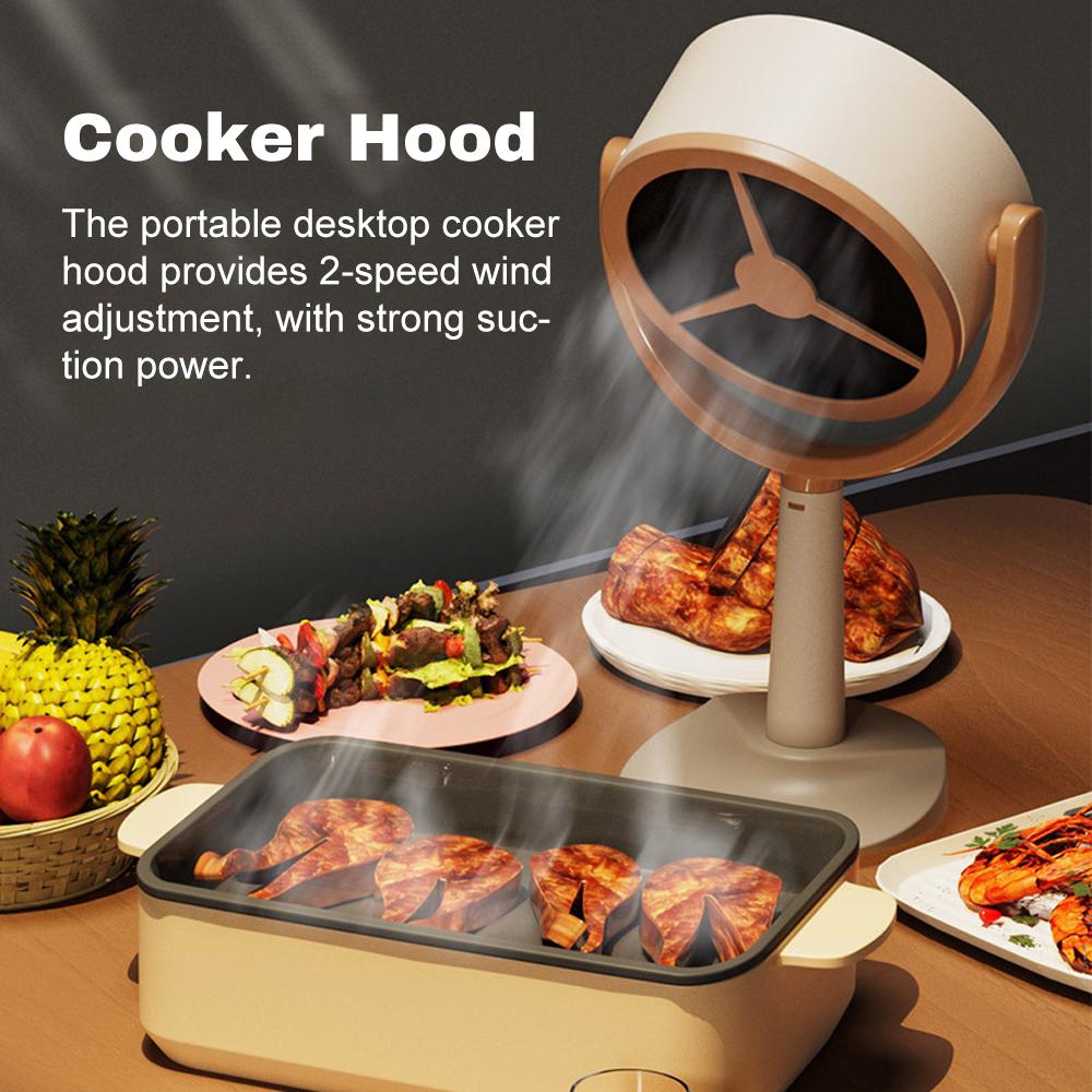 Portable Rechargeable Cooker Hood, Desktop Cooker Hoods with 2 Wind Speed for Cooking Indoor BBQ