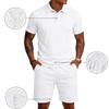 Men Short Sleeve Polo Shirt and Shorts Set Casual Two Piece Outfits Button Down Collar Top and Elastic Waist Bottoms for Daily Wear