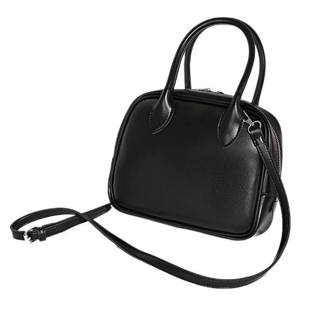 2WAY Mini Boston Firkantet Veske Håndveske Skulderveske Dameveske Dameveske Crossbody Skulder Liten Veske Firkantet Skulder Mini Boston Veske Mini Håndveske Svart