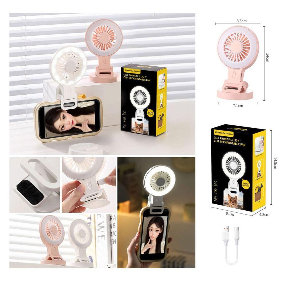 Mini Mobile Fill Light Fan Ultra-Quiet Makeup Facial Beauty Lamp Creative Fan