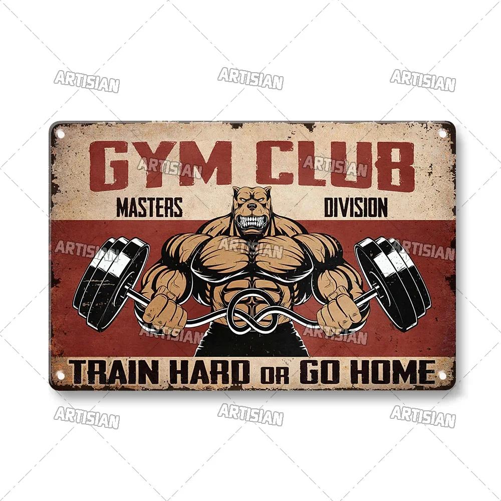 Old Man Gym Club Inspirational Phrase Art Painting Wall Plate Decor Vintage Tin Sign Fitness Garage Room Decoration Metal Signs