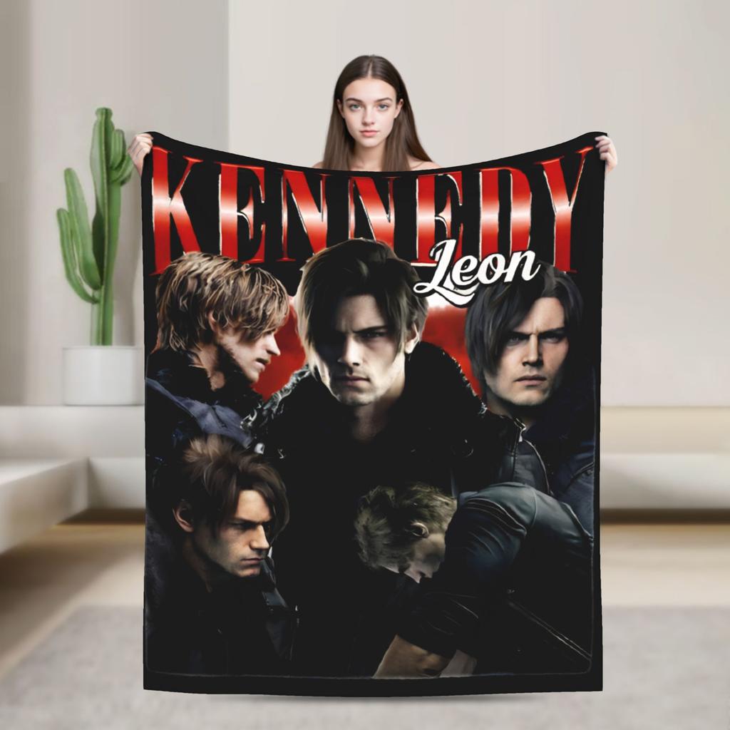 Leon The Chad Kennedy  Resident Evil Requiem Flannel Blanket Winter  Super Soft Throw Blanket for Bedspread Sofa Bed Cover
