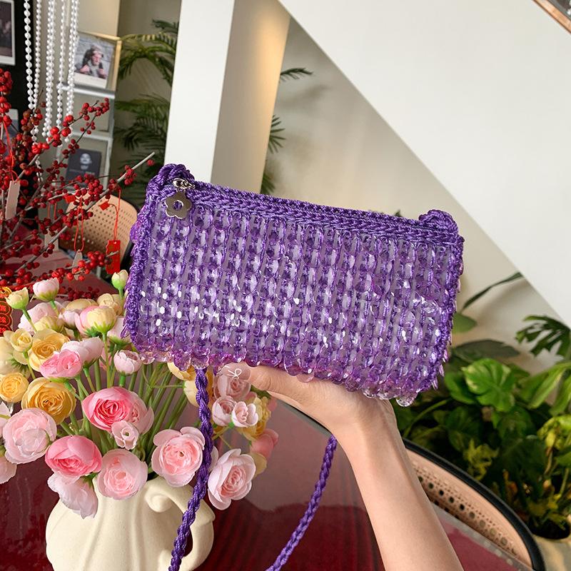 Summer small bag 2025 new Mori sweet girl fashion niche single shoulder hollow crossbody plastic woven bag