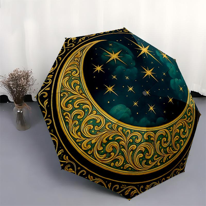 1pc Celestial Ornament DesignUmbrella with Plastic Handle,Suitable for All Seasons Home Travel Outdoor UmbrellaB1582