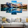 5 Pieces Nurture Canvas Painting Landscape Lake Reflect by Mountains Wallpaper Modular Picture Print Living Room Wall Artwork