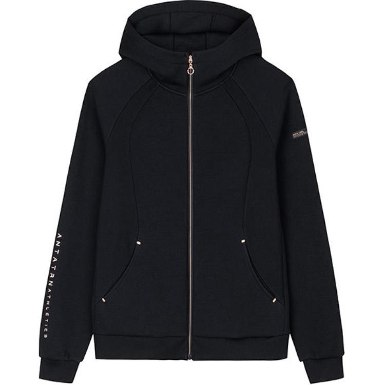 

Anta Удобная повседневная однотонная простая куртка с капюшоном на молнии, женские куртки, черный цвет 162437706N-3 XS