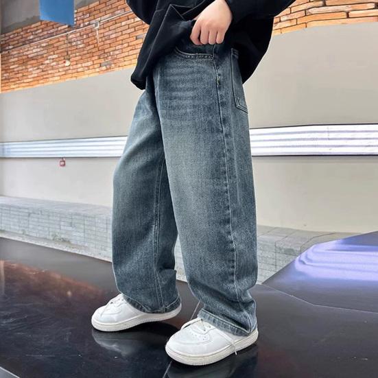 Kinderen Wijdvallende Jeans Hoge Taille Casual Rechte Pijp Broeken Modieuze Kinder Jeans voor Lente Zomer