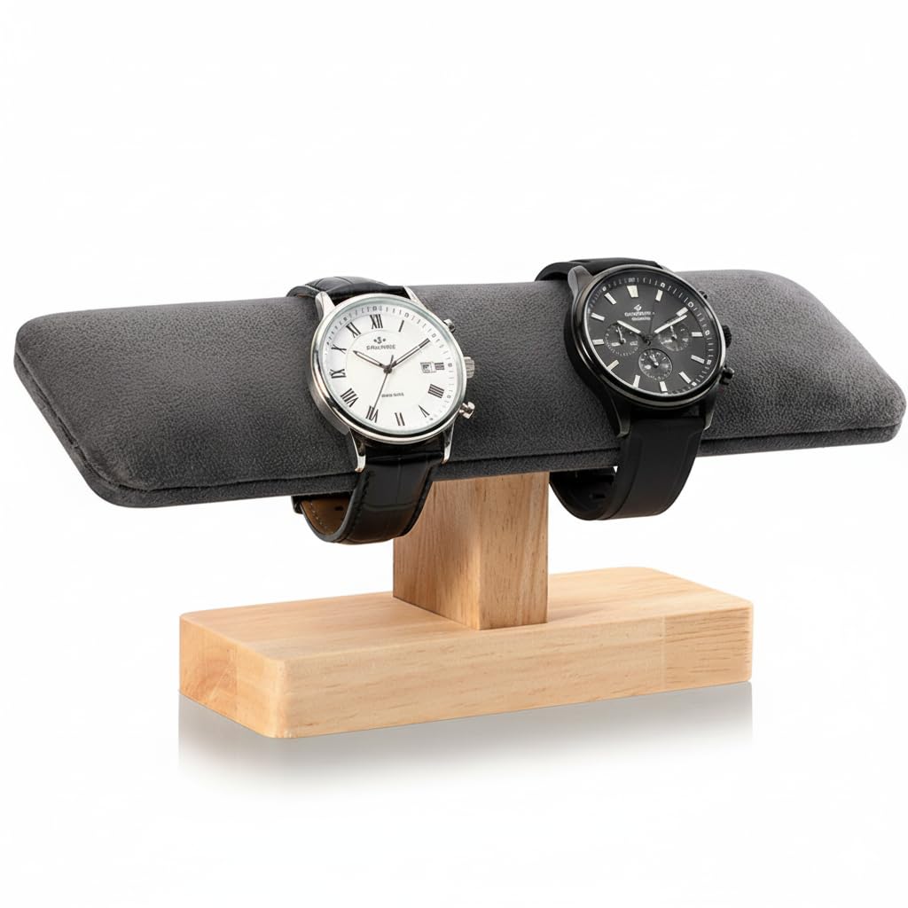 RYOHIN Watch Accessory Natural 1 Piece Lab. Stand, Stand, High-Quality Gift, Wood, (Gray)